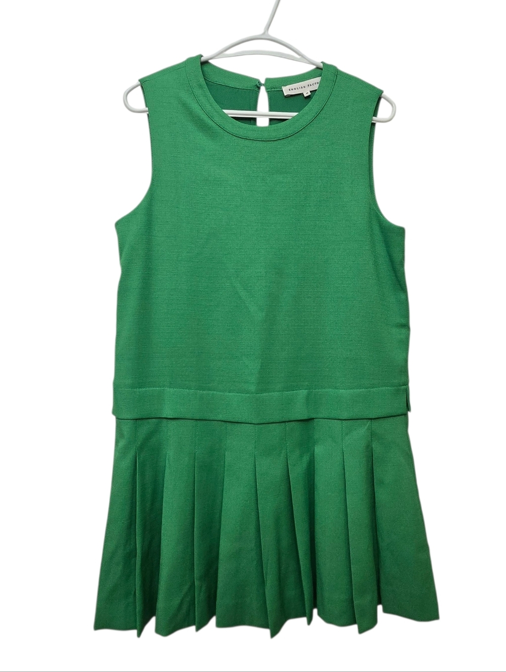 English Factory Green Sleeveless Pleated Mini Dress Size M